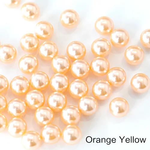 Много цветов ABS имитация стразы жемчуг Круглые клеевые бусины DIY свадебное платье подвески бусы ожерелье Изготовление ювелирных изделий B3841 - Цвет: Orange Yellow