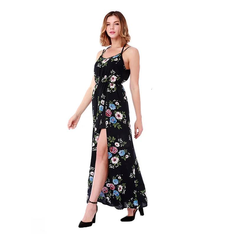 

Boho Style Long Dress Women Off Shoulder Beach Summer Dresses 2019 Floral Print Vintage Chiffon Maxi Dress Vestidos Sundresses