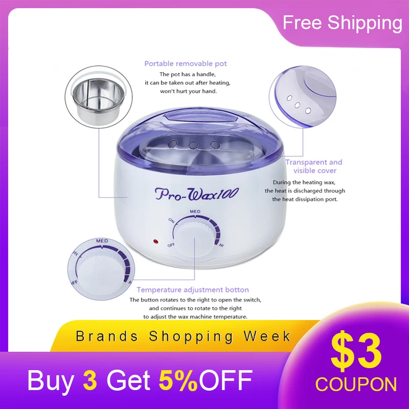 

100W Hot Paraffin Wax Warmer Heater Body Depilatory Depilation Hair Removal Temperature Control Wax Hearter Machine