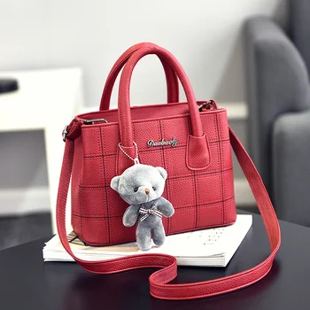 

Women's handbag pu leather women's Shoulder Bags Fashion Retro simple solid color lattice crossbody bags for women black