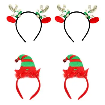 

4Pcs Hair Hoops Durable Santa Hat Christmas Headwear Party Props Hair Decoration Hair Accessories Headband for Party