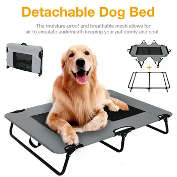 

Elevated Dog Bed with Mesh Cool Foldable Portable Breathable Pet Bed Cot