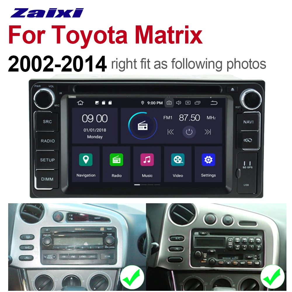 Автомобильный мультимедийный плеер 6 2 дюйма Android для Toyota Matrix 2002 ~ 2014 Din Wi Fi GPS