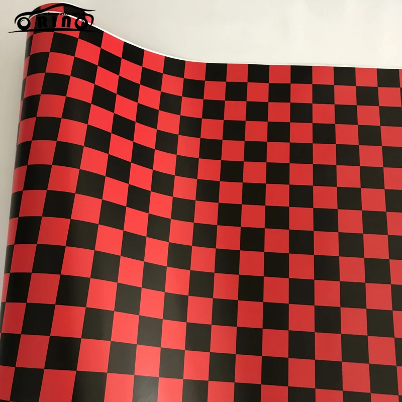 Black Red Checkered Flag Vinyl Wrap Sticker-4
