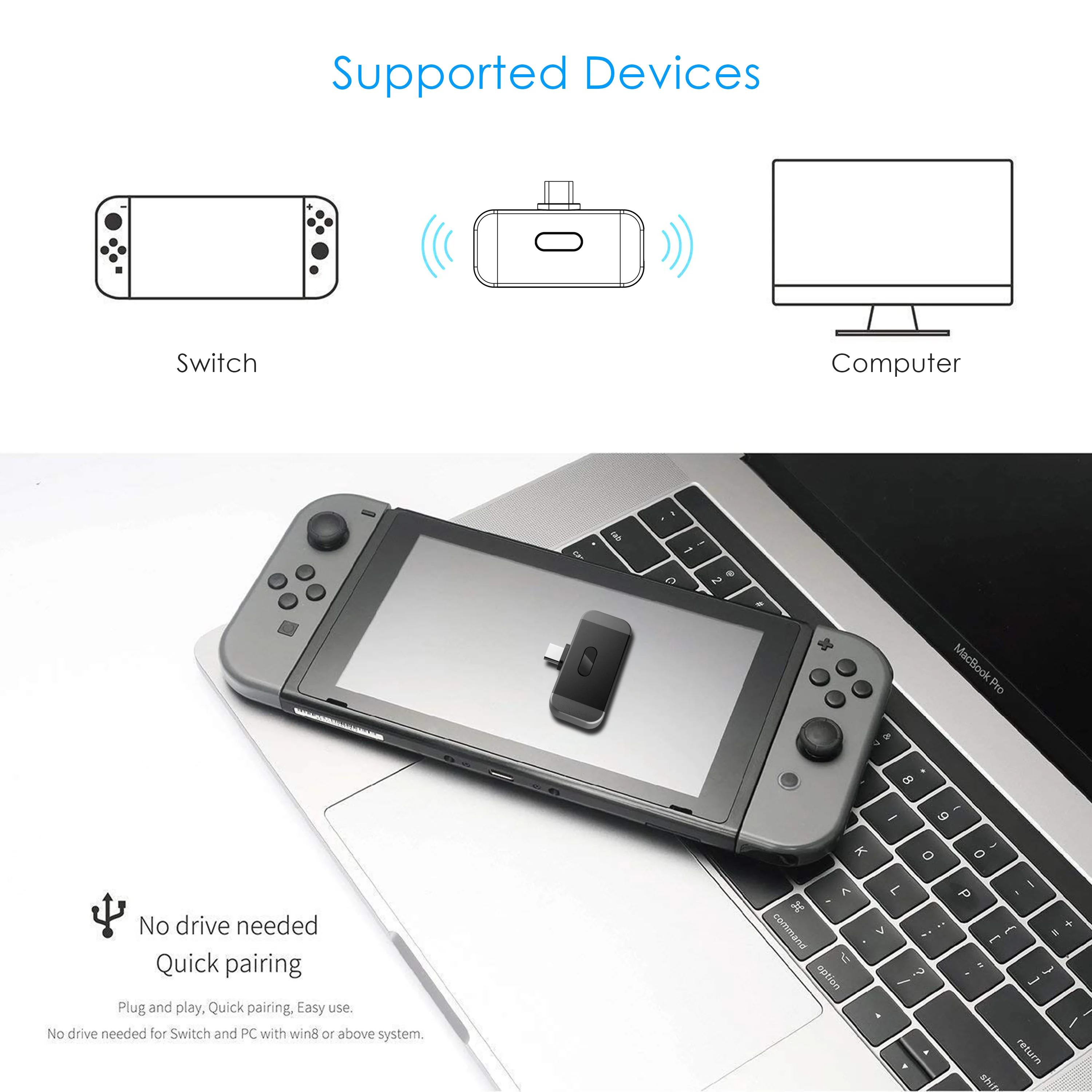 Dual Link Bluetooth 5,0 Aptx низкая задержка usb Тип C стерео аудио передатчик беспроводной адаптер для PS4 nintendo переключатель Macbook