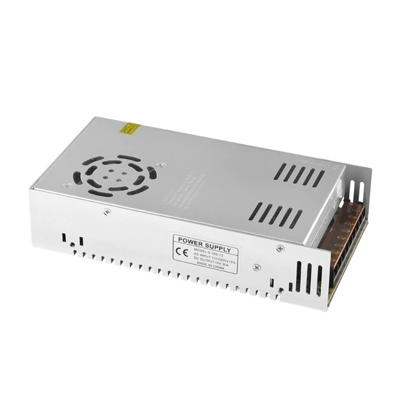 

Q1JF 12V 30A 360W Switching Power Supply Led Light Strip Monitor Power Control 220v To 12v 360w Transformer With Fan