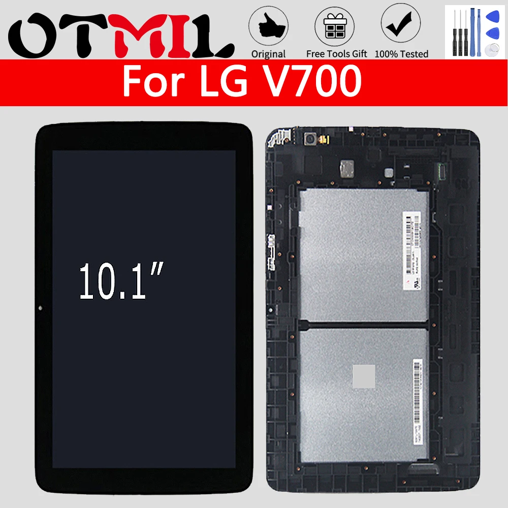Otmil 10.1 "para lg v700 display lcd tela de toque com quadro digitador