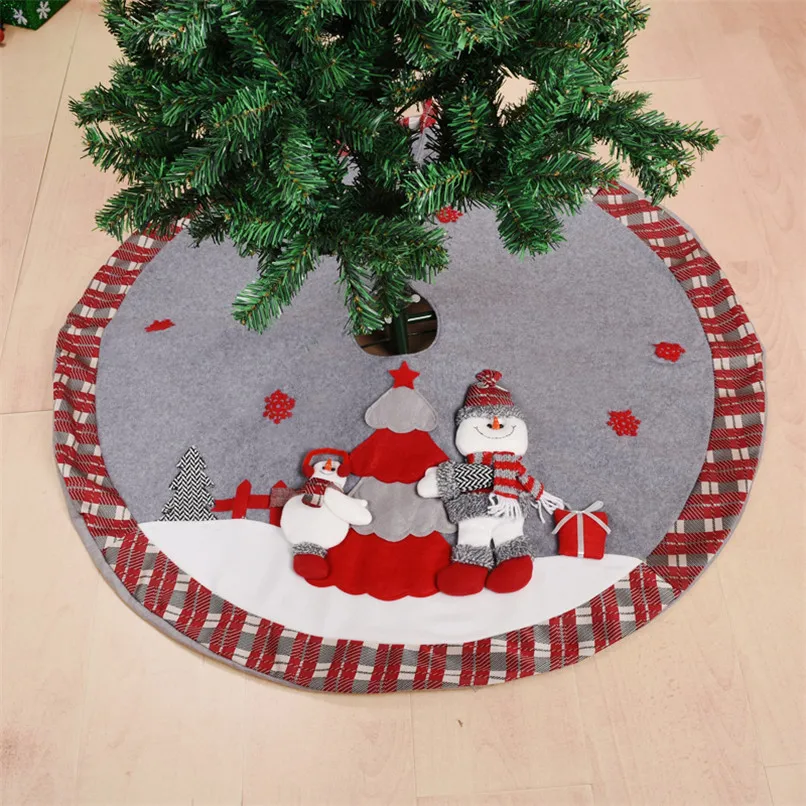 

New Year Decoration Christmas Tree Skirt Round Mat for Tree Home Supplies Santa Claus Snowman Natal 100cm Under The Tree