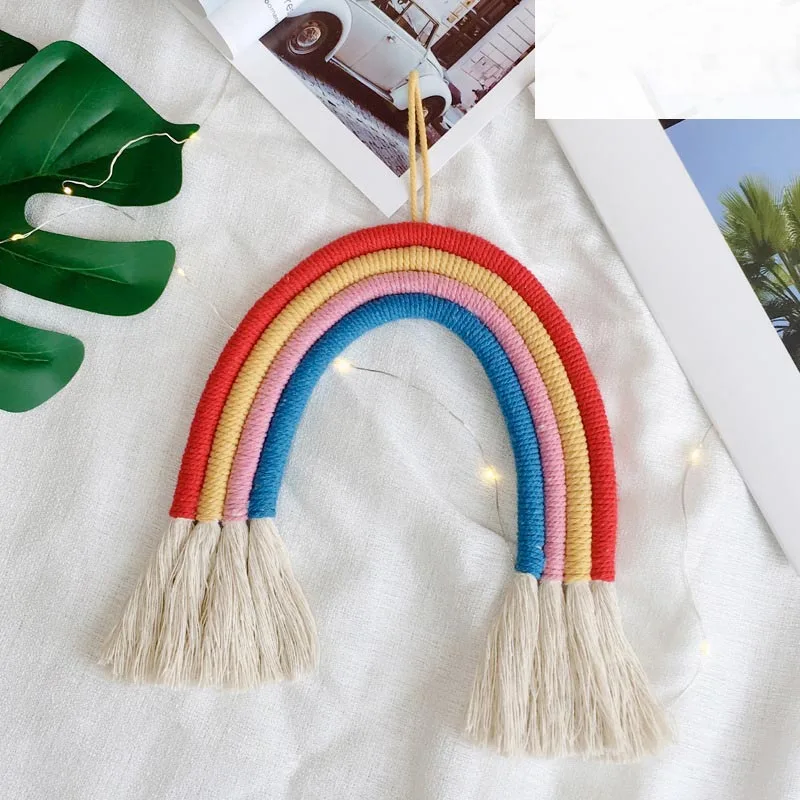 19 Rainbow Handmade Weaving Bedroom Ornament Nordic Kid Room Wall Hanging Props Background HOTEL RESTAURANTS DECO - Цвет: 19
