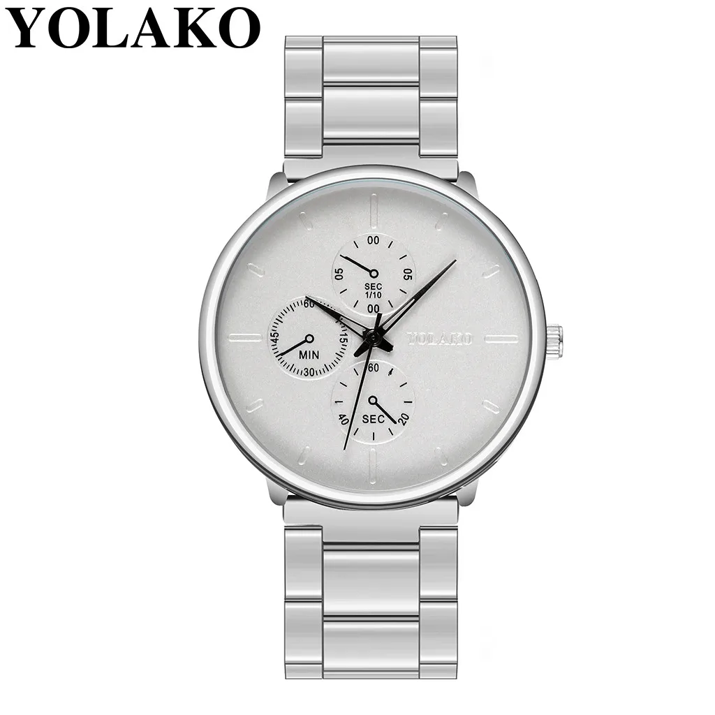 Men's Watch Alloy Mesh Belt Simple Fake Three Eyes Personality Trend Business Hot Sale Christmas Gifts Casual Watch relogio 03 - Цвет: as  photo