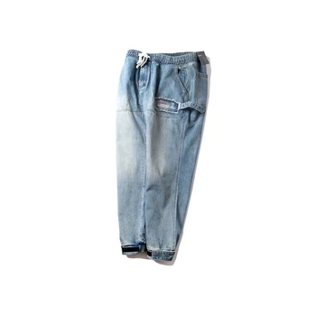 

2020 plus blue Capris Leggings men's loose jeans pants fat