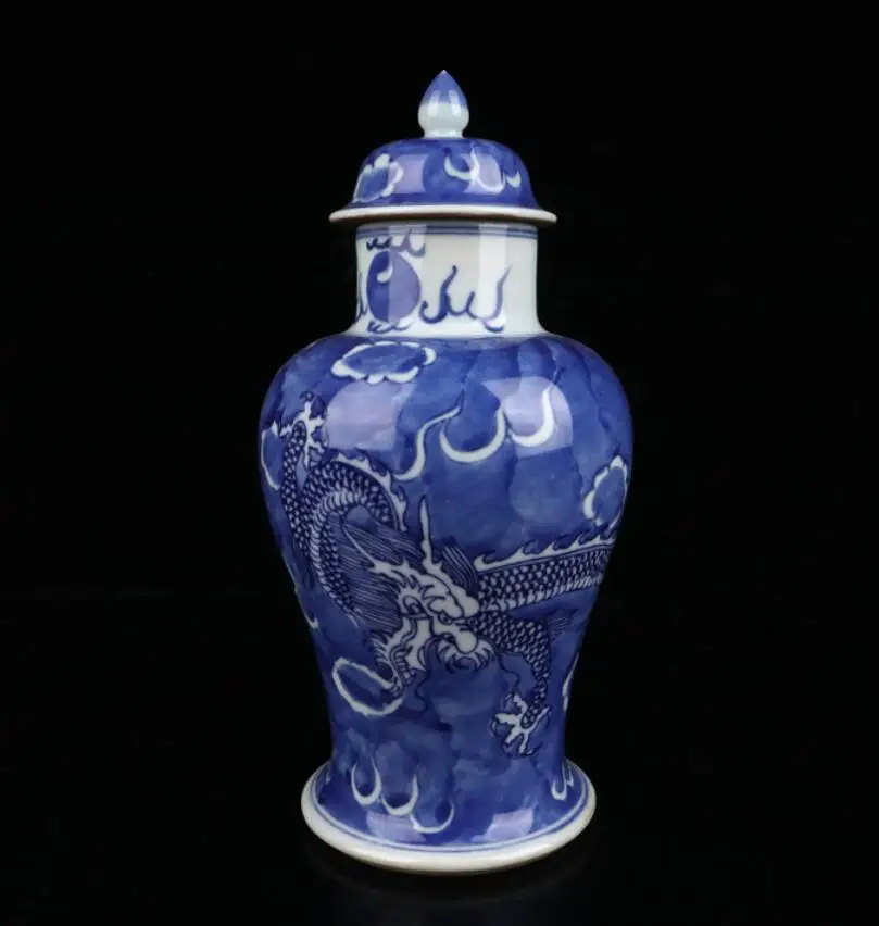 

China Blue and white ceramic Dragon pattern crafts statue