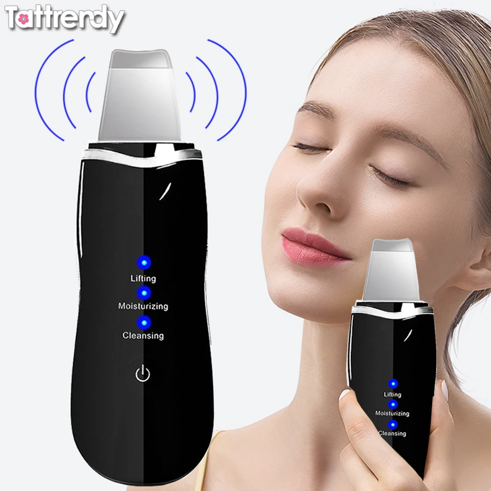 

Ultrasonic Skin Scrubber Deep Cleaning Face Lifting Machine Vibrating Facial Cleansing Skin Spatula Peeling Beauty Device Tools