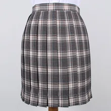 Японская темно-серая белая клетчатая юбка с высокой талией JK, школьная форма, плиссированная летняя юбка для девочек-подростков, Студенческая юбка в консервативном стиле
