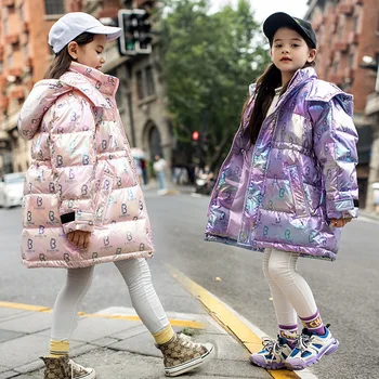

Fashion Girls Down Jackets Winter Thickening Warm Down Coats Children Outerwear Loose Casual Hooded Coat Kids Winter Clothes 14T