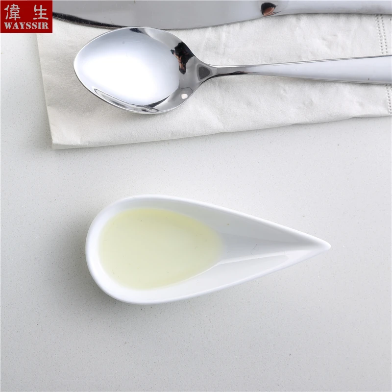 Porcelain Dining Dish Spoon Mini Appetizer Serving Plate 6PCs