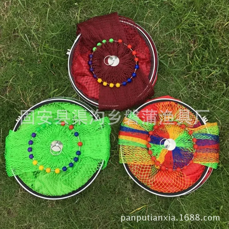 

Rough Multi-Strand Nylon Thread Black Pit Fish Basket Handmade Weave Woven Athletic Tournament Fish Protection String Bag Fishne