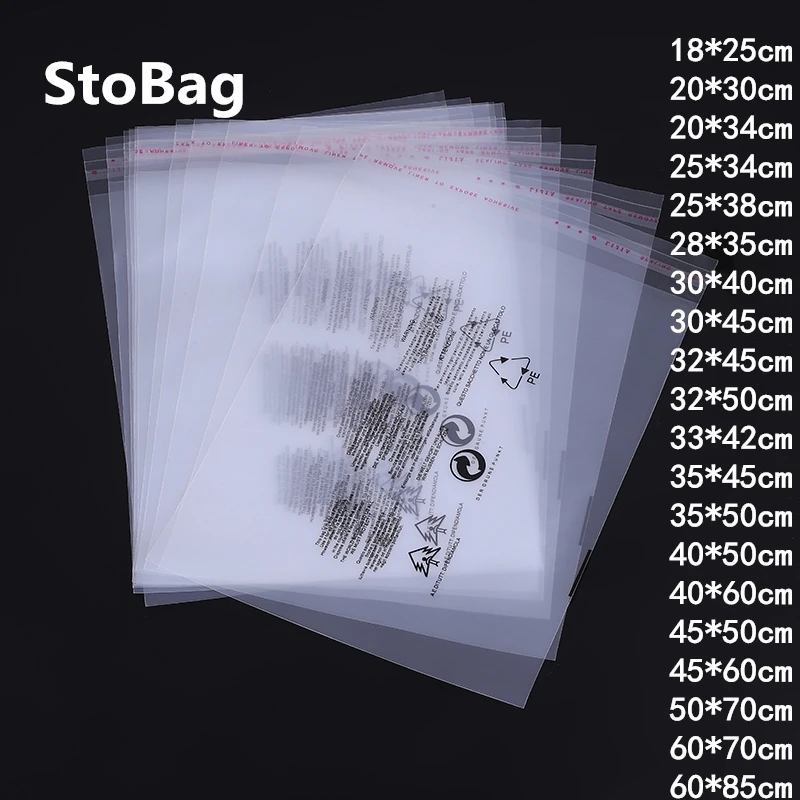StoBag 100 шт. прозрачная полиэтиленовая пластиковая самоклеющаяся сумка с предупреждающими словами
