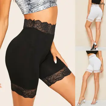 

Women Sexy Lace Safety Short Pants Under Shorts Tight Slim Silk Fiber Seamless Ladies Pant Summer Breathable Sheer Black White
