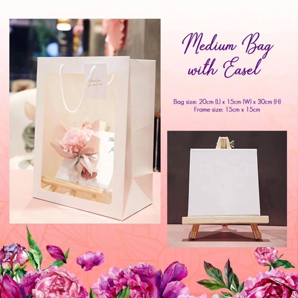 Window Tote Paper Gift Box Packaging Creative Christmas Gift Flower Bag Easel Gift Bag (6)