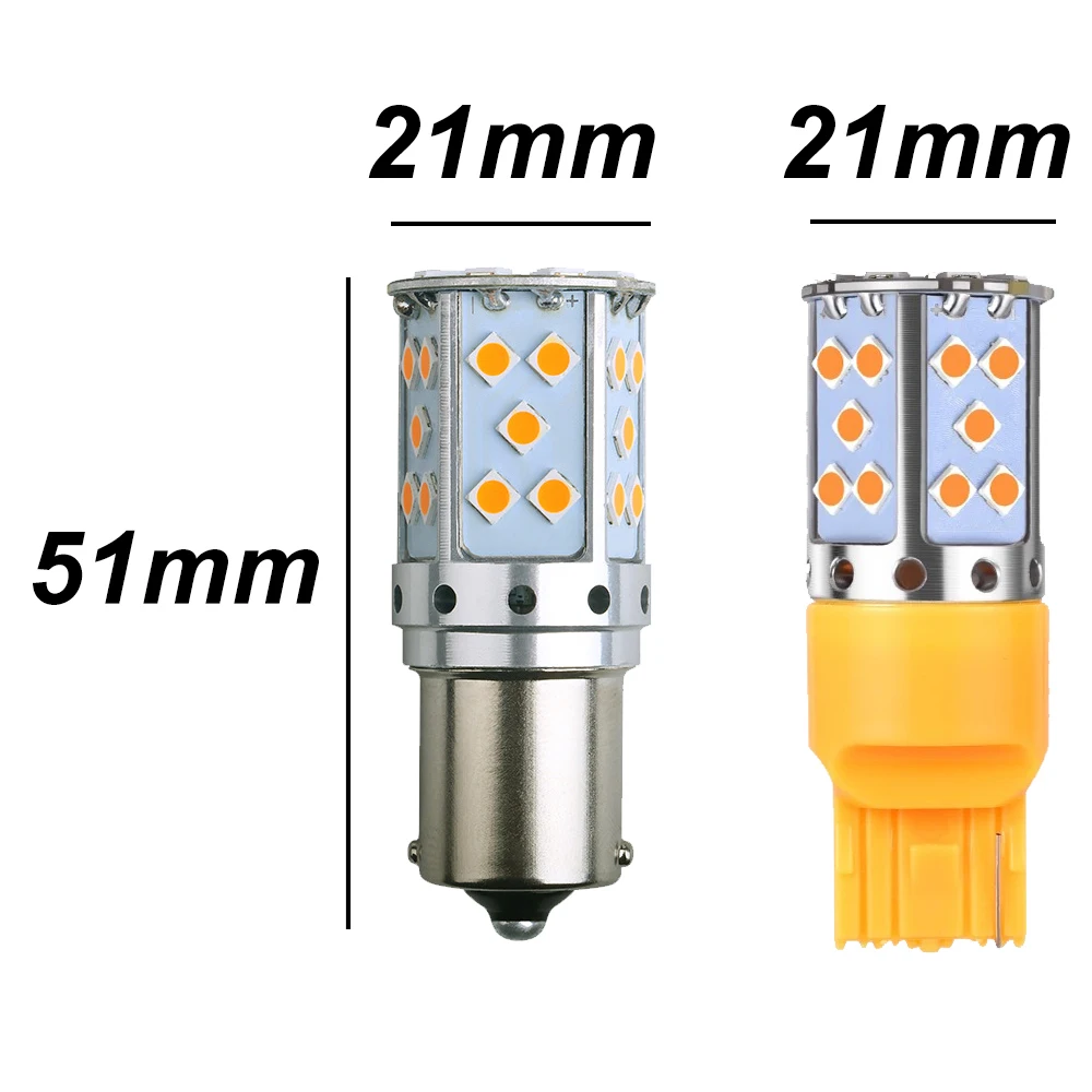 2PCS S25 1156 BA15S P21W Canbus BAU15S PY21W T20 7440 W21W WY21W LED Bulbs 3030 Error Free Canbus for Turn Signal Lights Lamp