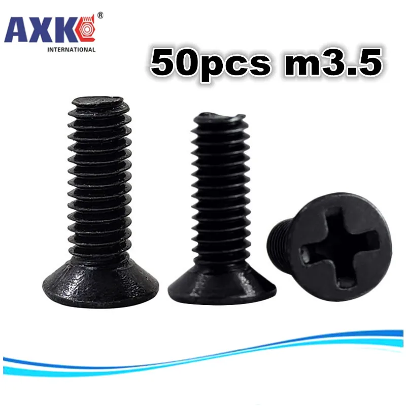 AXK, 50 шт., m3.5 км, винт, черный крестообразный Винт Phillips, потайной винт, аксессуары для ремонта электронных винтов