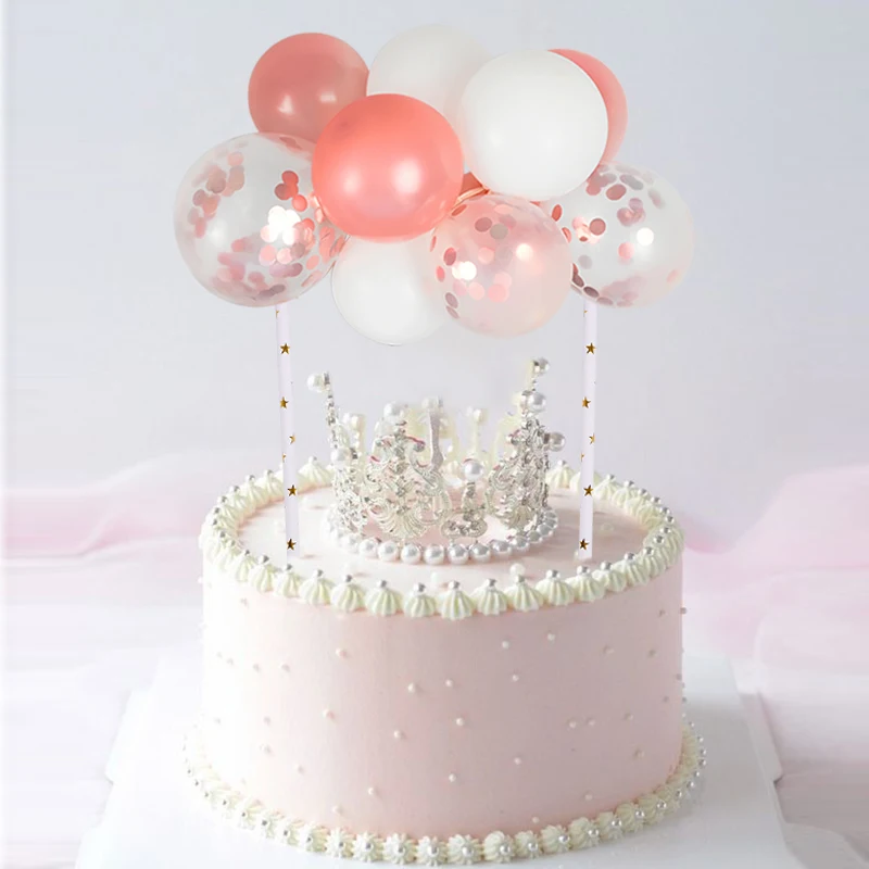 

10pcs 5inch Latex Confetti Balloon Cake Topper Balloons Arch Cupcake Toppers Wedding Birthday Party Cake Decor Table Ornaments