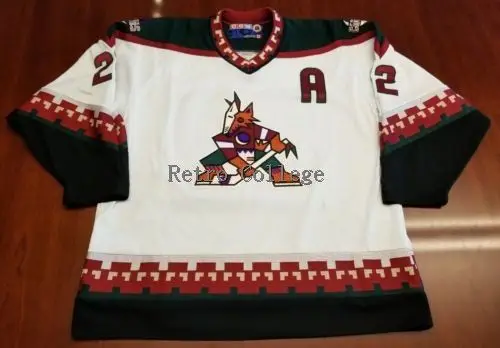 

Phoenix Coyotes #22 Rick Tocchet white black retro throwback Hockey Jersey Embroidery Stitched Customize any number and name