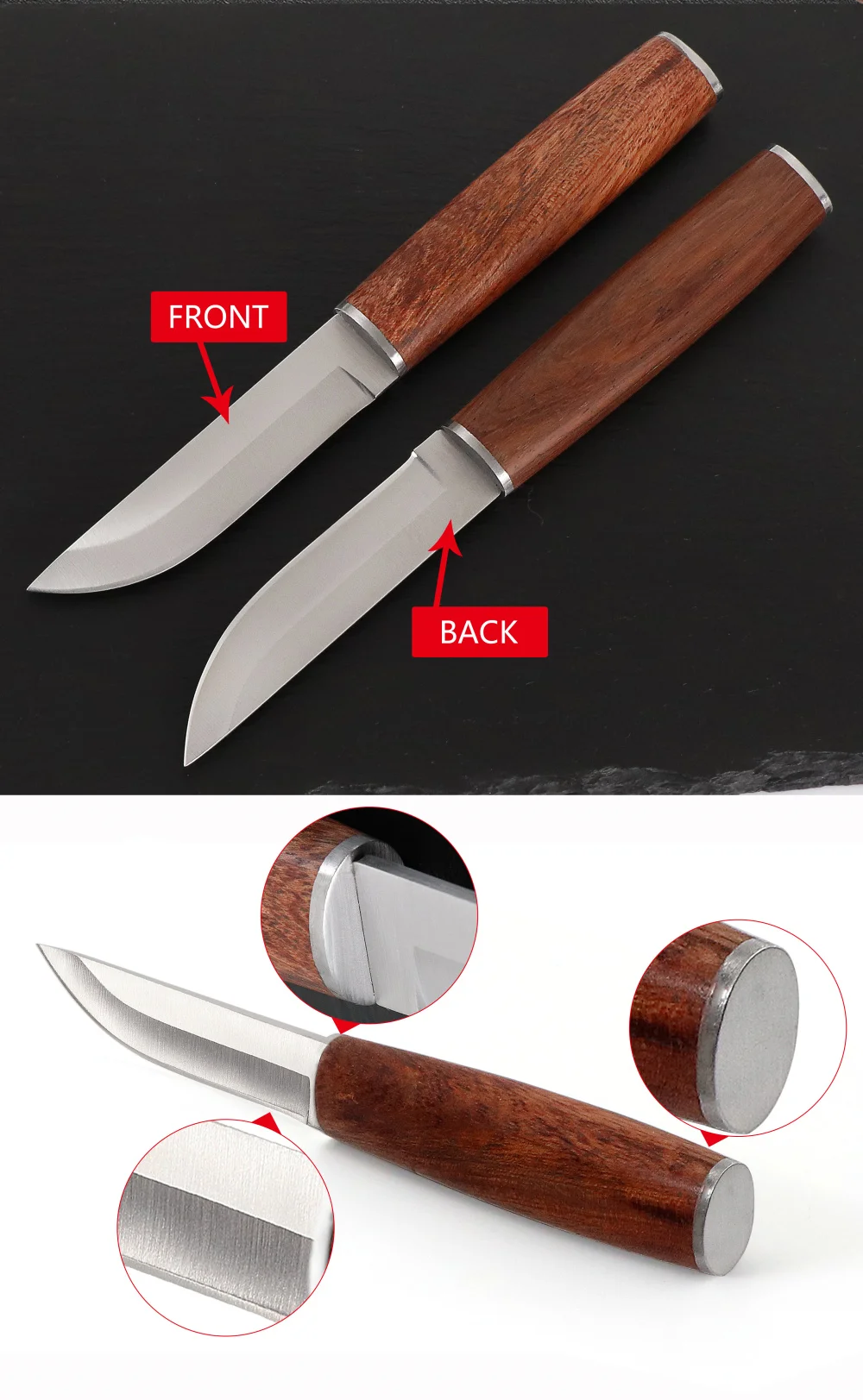 inoxidável faca multiuso peeling rosewood lidar com faca de cozinha utilitário