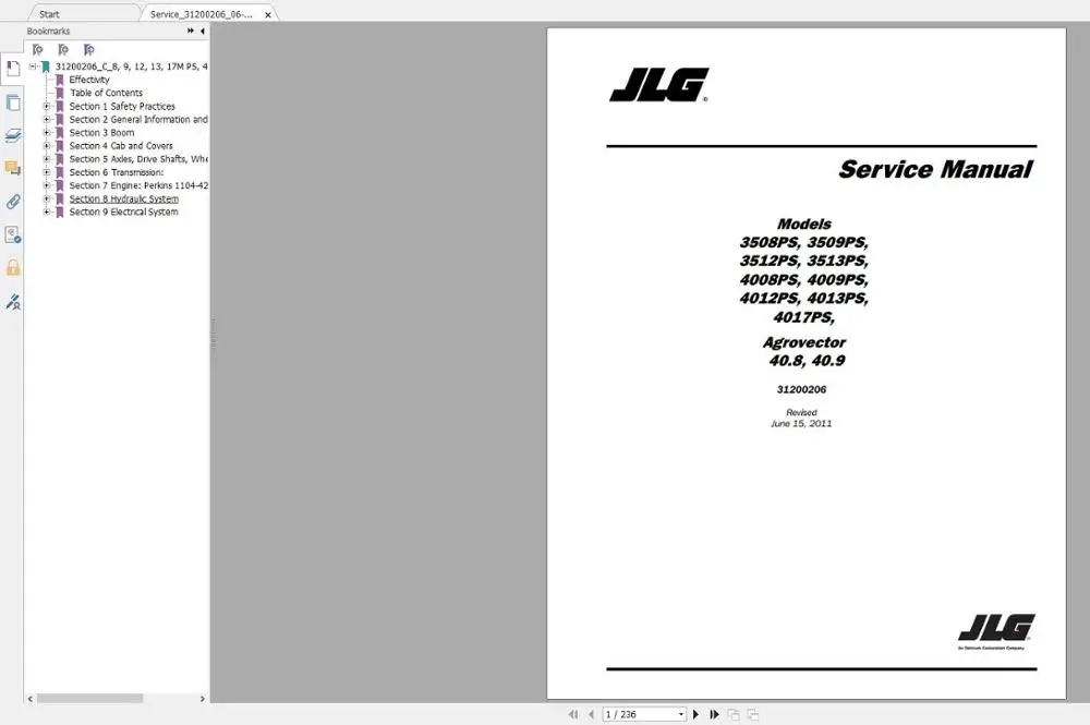 Руководство по обслуживанию и деталям операторов JLG 2020 Full PDF 30 гб|ПО| |
