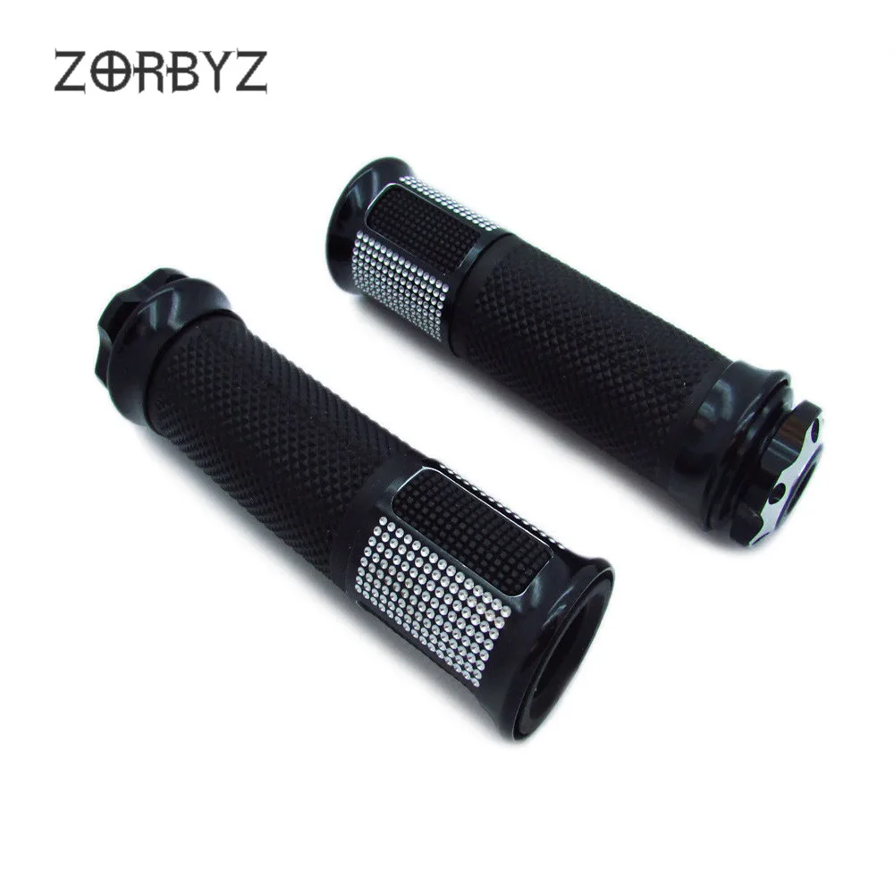 ZORBYZ мотоцикл 1 пара 7/" Алюминий ПВХ резиновые рукоятки рукоятка управления дроссельной заслонкой на руле ручки для Harley Yamaha Honda Kawasaki - Цвет: Black