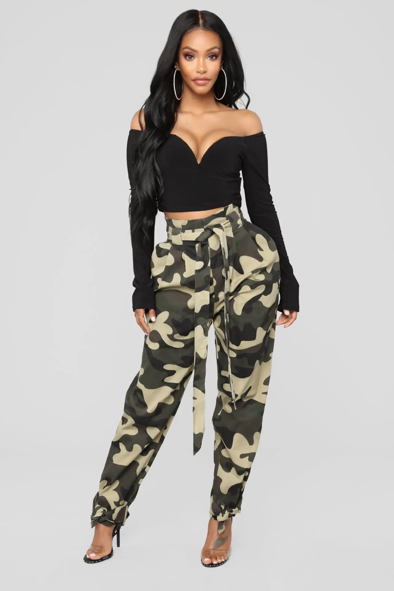 Calças de Carga Nova Moda Camuflagem Impressão Legins Legging Casual Elastics Traf 2021 5 Calças e capris