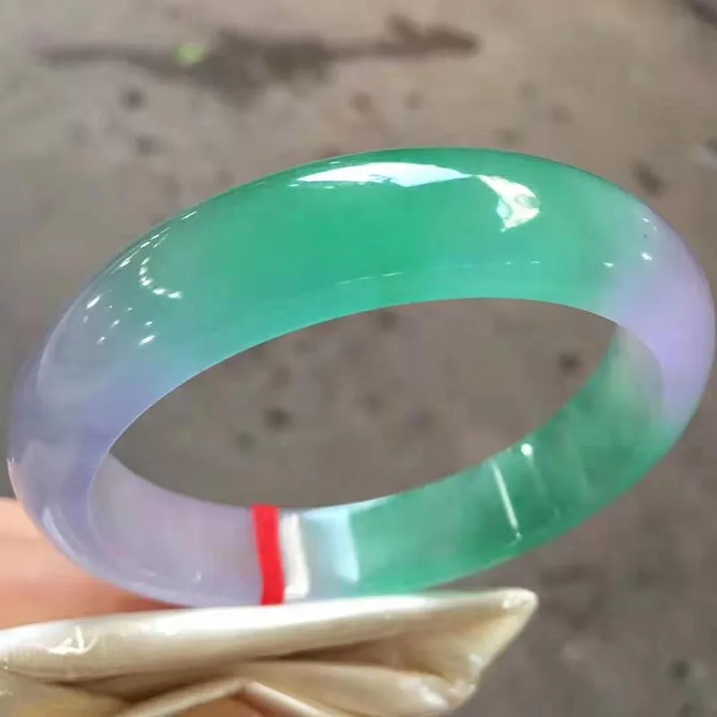 Myanmar natural emerald ice transparent perfect purple green bracelet(including certificate