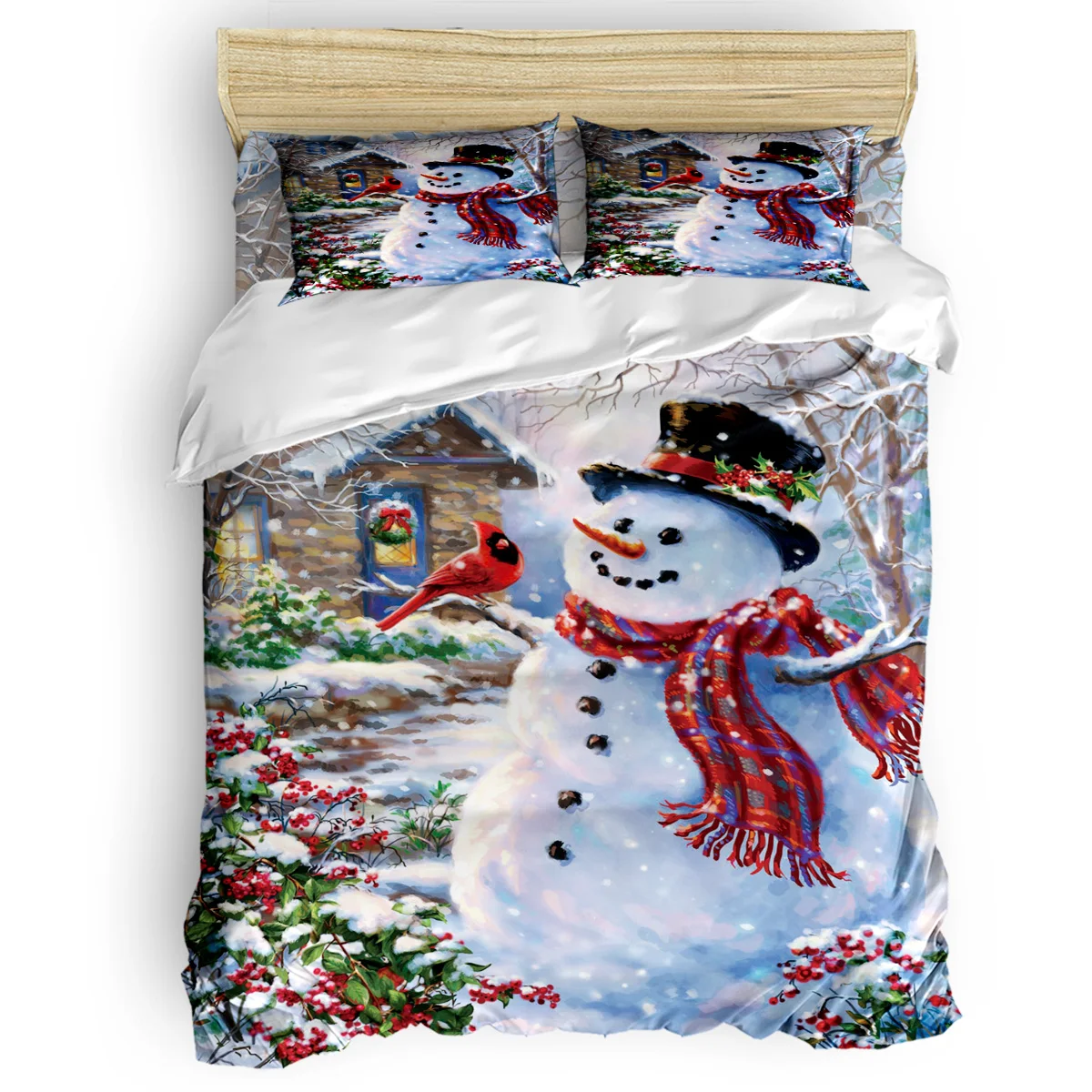 FamilyDecor 4 шт. постельных принадлежностей Merry Christans Снеговик набор пододеяльников под заказ