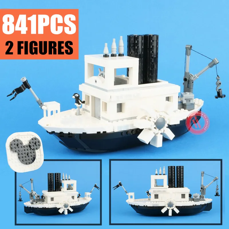 

2019 New Steamboat Movie Figures Willie Fit Legoings Technic Building Blocks Bricks Toys Children Gift Model Kid 21317 Christmas