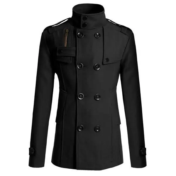 

New Style Men Woolen Coat Men's Slim Fit Mid-length Woolen Cloth Trench Coat MEN'S Outerwear