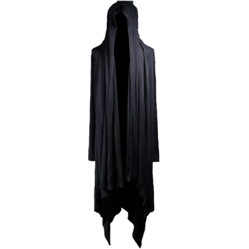 Men's coat spring and autumn style long loose personality robes black wizard hoodie cardigan trench coat men's cape style