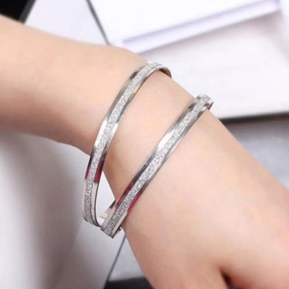 Fashion Women Unique Bracelet Charm Scrub Type Female Ladies Wedding Bracelet Bangle Fine Jewelry Gift