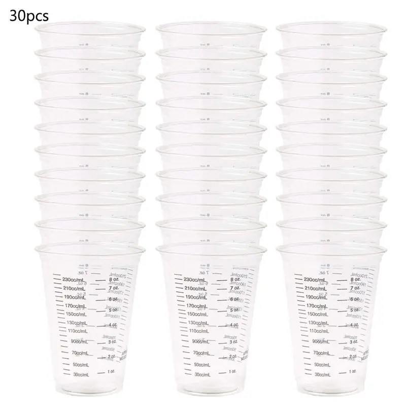 Disposable Measuring Cups for Resin 8oz Clear Plastic Cup Epoxy Art Graduated Measure in ml and OZ | Украшения и аксессуары