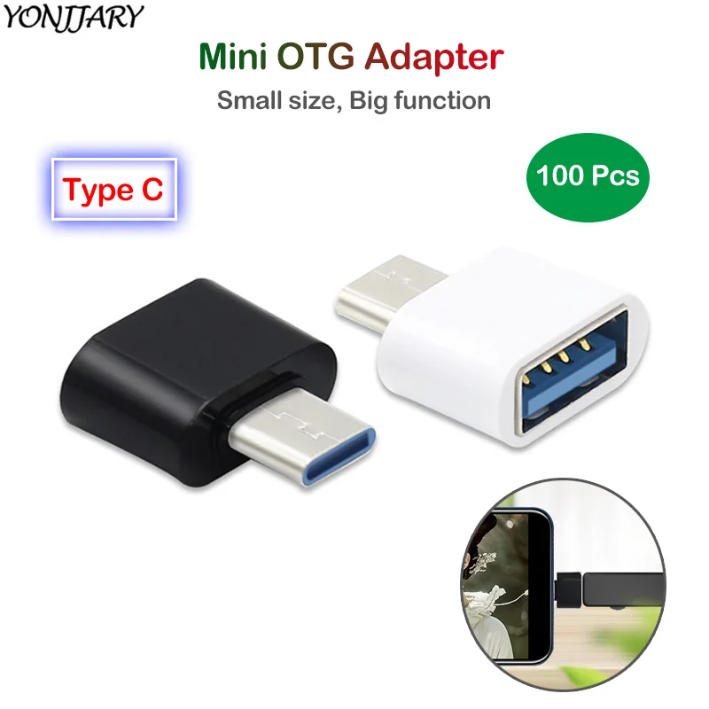 100 шт. mi ni usb type C OTG адаптер для samsung S10 USB-C OTG конвертер данных для Xiaomi mi 9 U диск разъем для Huawei Oneplus