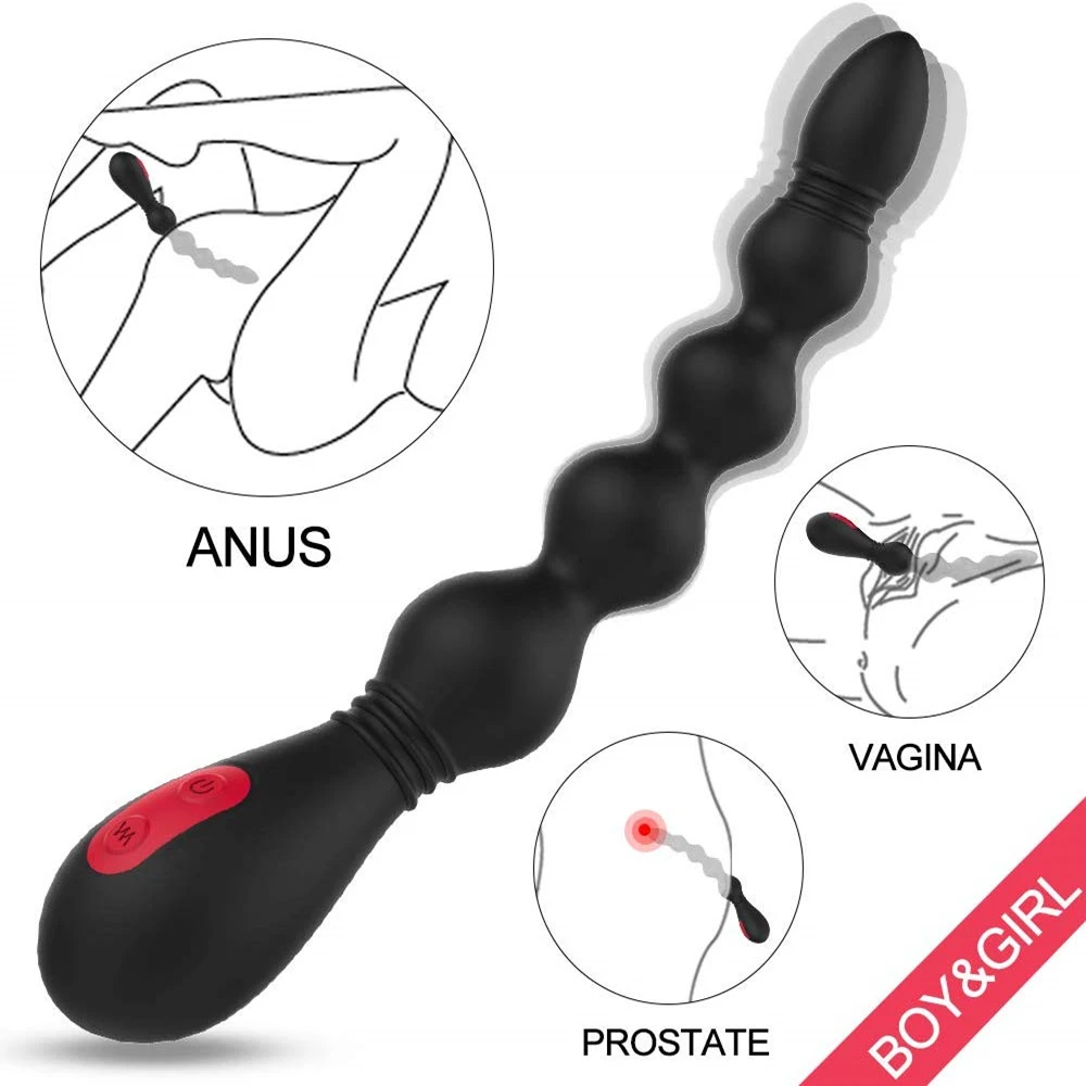 Female Vibrating Anal Bead Vibrator Plug Elastic Silicone 9 Speed Waterproof Prostate Massager Stimulator Sex Toy | Красота и