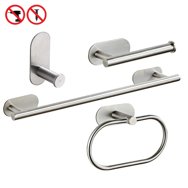 Brushed Gold Bathroom Hardware Set - Robe Hook, Towel Bar, and Toilet Paper Holder