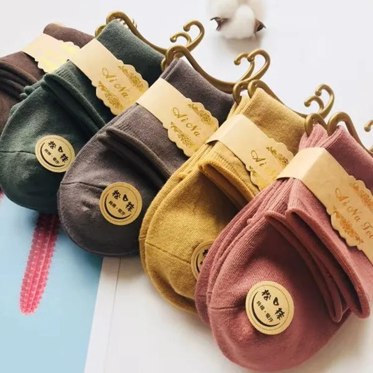 Calcetines Mujer, 5 пар женских носков, осень и зима, толстые, свободные, одноцветные, ретро, японские, модные, хлопковые, теплые
