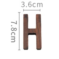 Black Walnut Wall English Alphabet Numbers Combination House Cafe Bar DIY Adhesive Wooden Decoration Letters Numbes H