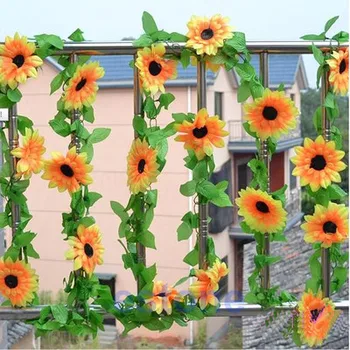 

3pcs/lot Artificial Sunflower Garland Flower Vine for DIY Home Wedding Floral Decor NEW for new Year decoration