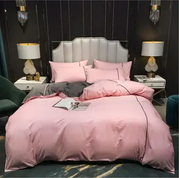 

Pink Princess Bedding Bedspread Set King Queen size Solid Color Mattresses cover Wedding Duvet cover Bed fitted sheet Pillowcase