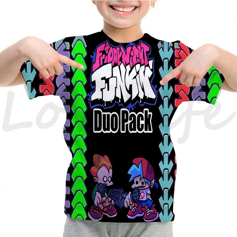 thumbnail image 1 of Camiseta Funkin de viernes por la noche para niños, camiseta divertida de manga corta con dibujos animados del juego FNF, camiseta 3D de verano para niños, ropa kawaii para niños, camiseta de anime, 1 of 5