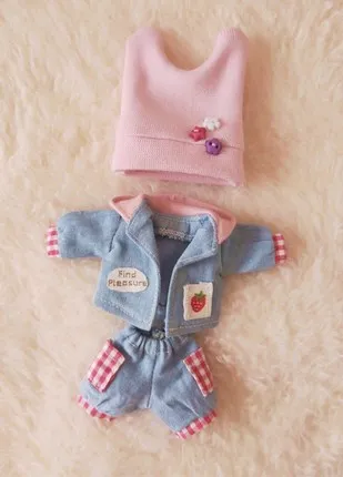 Ob11 baby clothes 1/12 bjd GSC DDF PICCODO plain denim suit doll clothes hat+coat+ pant Accessories gift - Цвет: 2 only clothes