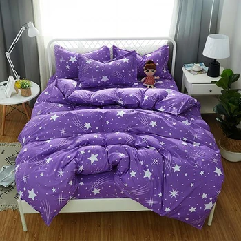 

Thumbedding Purple Bedding Set Meteor Fantasy Creative Fresh King Size Duvet Cover Queen Twin Full Single Unique Design Bed Set