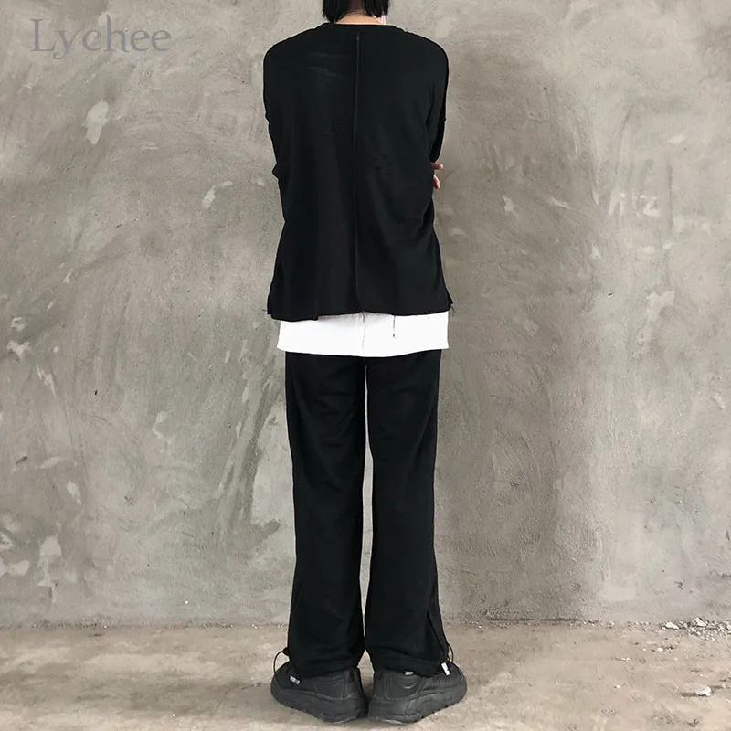 Lychee, Harajuku, женские штаны с буквенным принтом, эластичная резинка на талии, свободные женские повседневные штаны для бега, весенне-осенние женские штаны